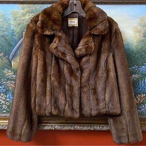 Vintage Fossil Brand Brown Faux Fur Jacket Size Women’s Medium